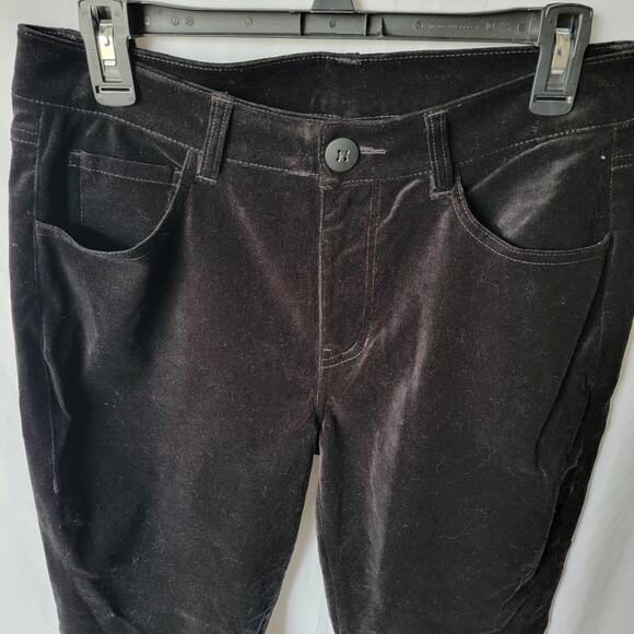 CAbi Black Velvet Velour High Waisted Stretchy Gala 4037 Skinny Jeans Size 8 - Picture 3 of 9